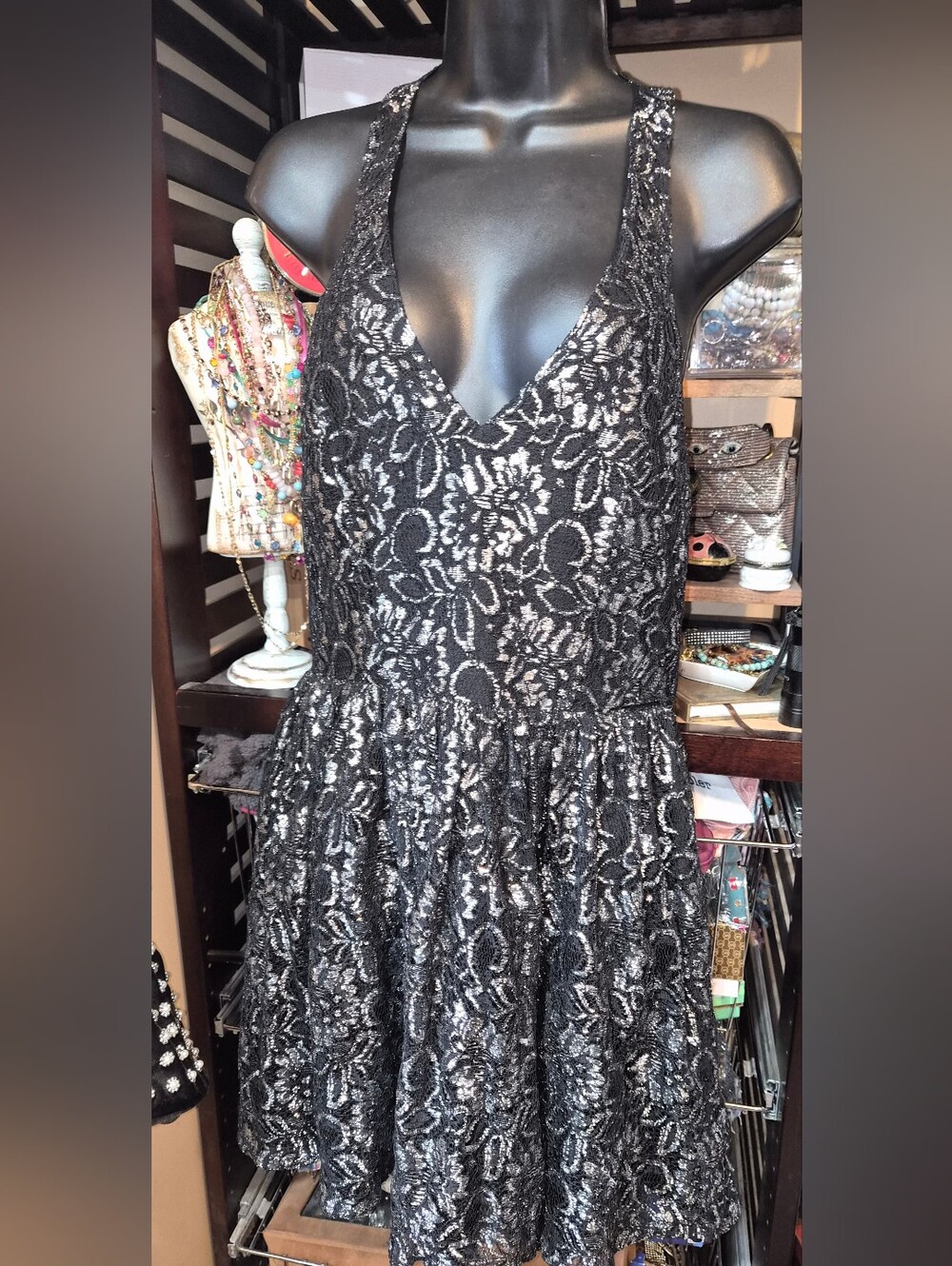 Free Press size Small Sequin and Beaded LBD Mini Dress